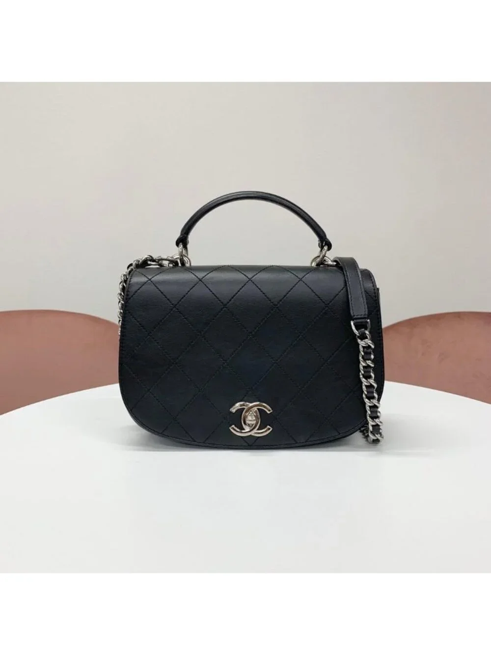 Chanel Quilted CC Logo Calfskin Top Handle